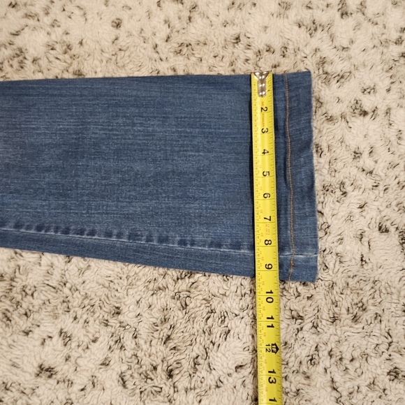 Spanx SZ M Blue Pull On Stretch Flared Retro Jeans Pants High Rise - Picture 10 of 12